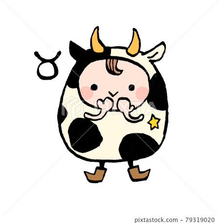可愛的金牛座手繪插畫 79319020