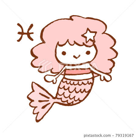 可愛的雙魚座手繪插畫 可愛的雙魚座手繪插畫 79319167