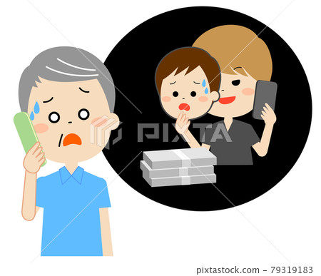 An elderly man answering a fraudulent phone call pretending to be his son An elderly man answering a fraudulent phone call pretending to be his son 79319183