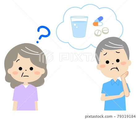 Husband suffering from dementia wife who does not notice forgetting to take medicine Husband suffering from dementia wife who does not notice forgetting to take medicine 79319184