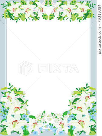 Gorgeous blame background material of classical white lily and blue florets 79319384