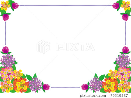 五顏六色的小花角框架背景材料 Lantana、Bubaria、Sennichikou 79319387