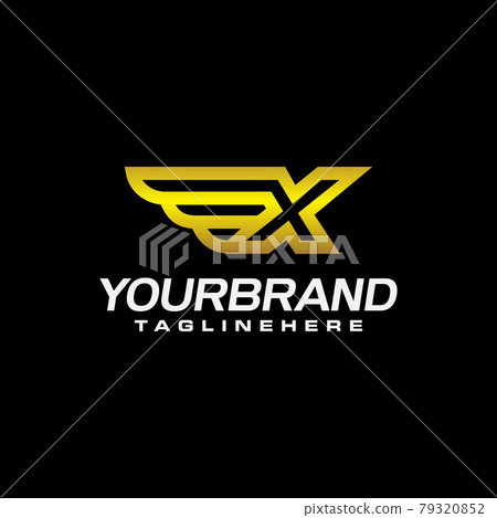 Letter X winged crests logo . Alphabet logotype design concept 79320852