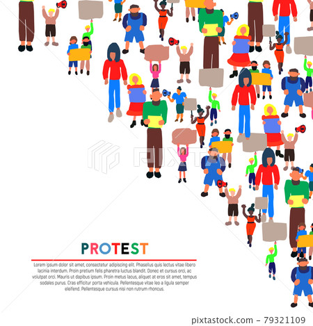 Protesters people on a white background. Revolution vector illustration. Workers street protest 79321109