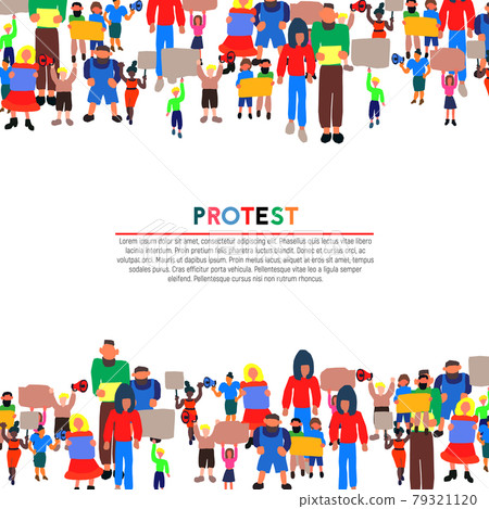 Protesters people on a white background. Revolution vector illustration. Workers street protest Protesters people on a white background. Revolution vector illustration. Workers street protest 79321120