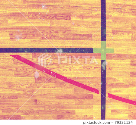 Detail of playground corner painted on wooden floor. Detail of playground corner painted on wooden floor. 79321124