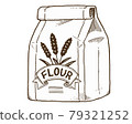 Flour in a paper bag with an illustration of wheat 79321252