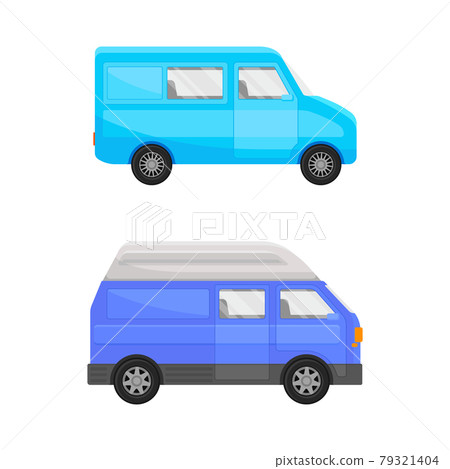 Bright Van as Road Vehicle and Transportation Vector Set Bright Van as Road Vehicle and Transportation Vector Set 79321404