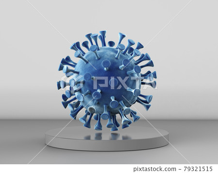 blue bacteria or virus cell on grey background 79321515