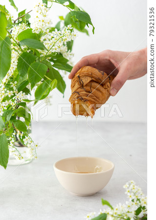 Breakfast with coffee and croissant Breakfast with coffee and croissant 79321536