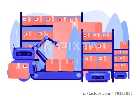 Warehousing robotization concept vector illustration Warehousing robotization concept vector illustration 79321895