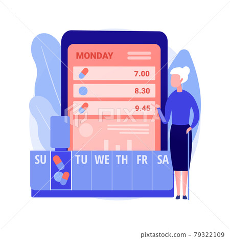 Smart pill boxes abstract concept vector illustration. 79322109