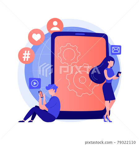 Smartphone addiction abstract concept vector illustration. 79322110