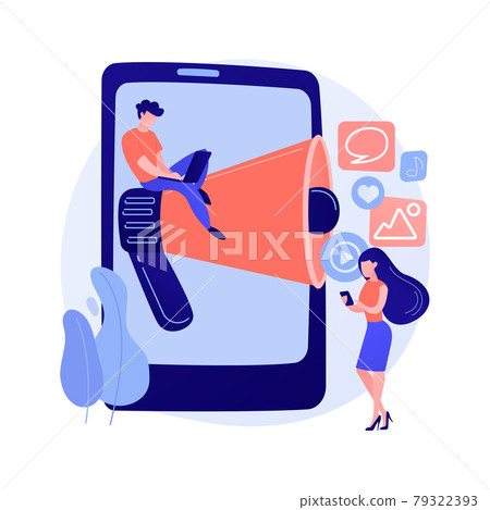 Social media news and tips abstract concept vector illustration. 79322393