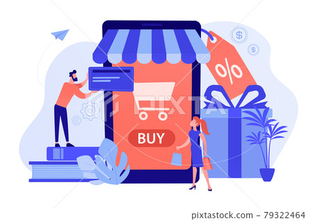 Smart retail in smart city concept illustration. 79322464