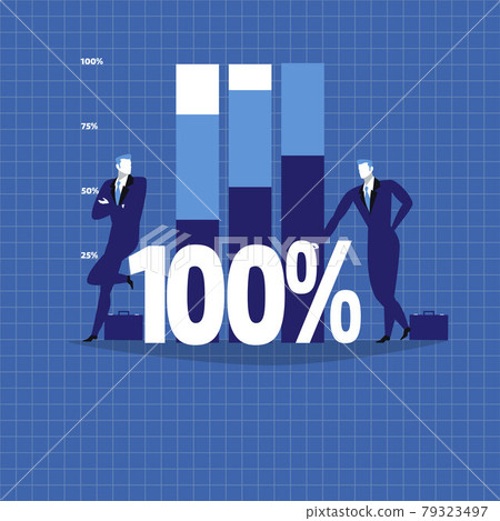 Vector illustration of two businessmen next to growing diagram 79323497