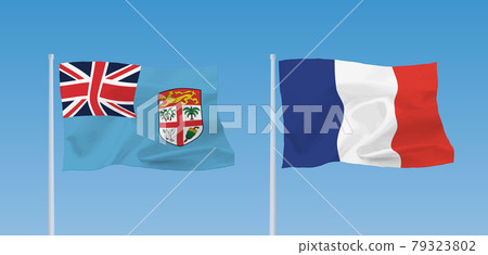 Flags of France and the Republic of Fiji 79323802