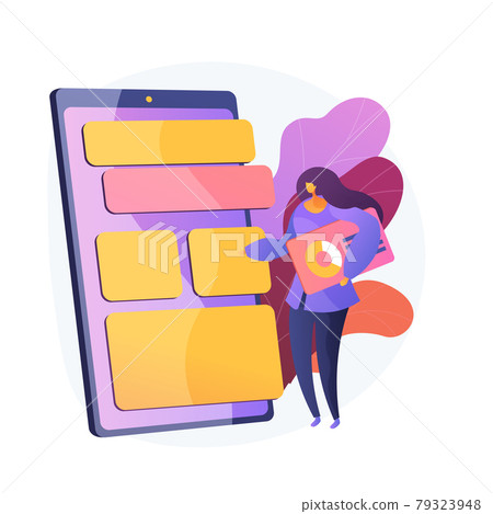 Mobile software optimization, UI, UX development vector concept metaphor. 79323948