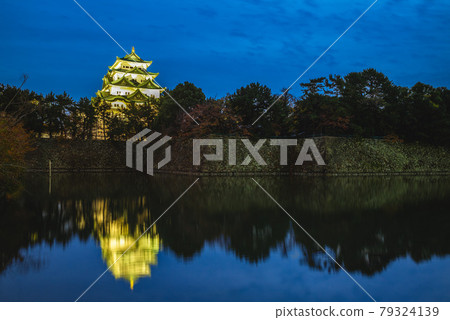 main keeps and moat of Nagoya Castle in Nagoya, Japan main keeps and moat of Nagoya Castle in Nagoya, Japan 79324139