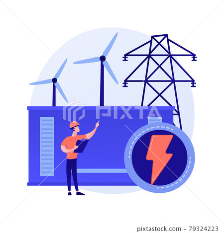 Power station, electrical energy generation, electricity production vector concept metaphor. Power station, electrical energy generation, electricity production vector concept metaphor. 79324223