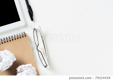 Top view of well organized home office workplace 79324439