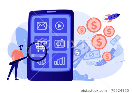 App monetization concept vector illustration. 79324560