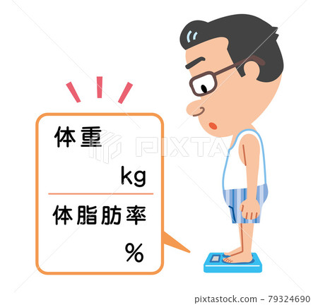 Middle-aged man measuring weight and body fat percentage on a scale Middle-aged man measuring weight and body fat percentage on a scale 79324690