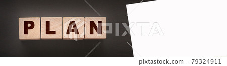 Wooden cube block s with word plan. Business planning concept 79324911