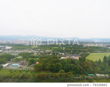 Osaka Suita Ferris wheel view of Expo '70 Commemorative Park, east side (north direction, rainy season) 79326601