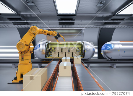 Transportation technology with automation train - Stock Illustration ...