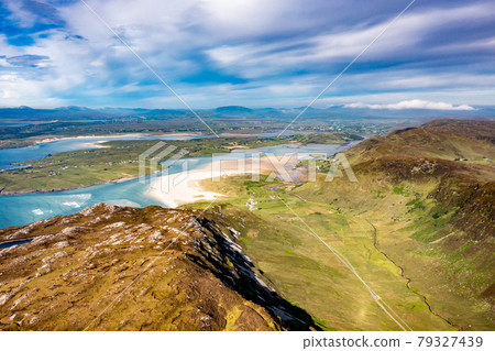 Aerial view of Maghera and Ardara from Slieve Tooey in County Donegal - Ireland 79327439