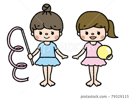 Illustration of rhythmic gymnastics club members Lessons, club activities, hobbies Color 79329115
