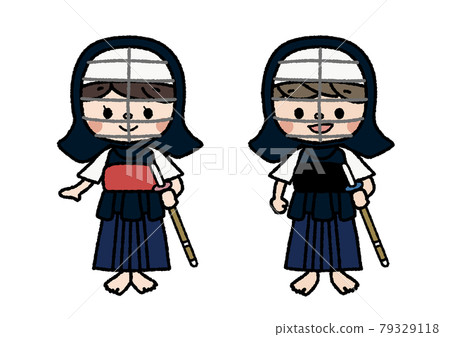 Illustration of Kendo members 2 Lessons, club activities, hobbies Color 79329118