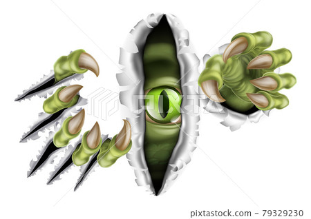 Monster With Talon Claw Tearing A Rip Through Wall 79329230