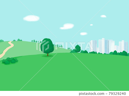 City park in summer, landscape illustration 79329240
