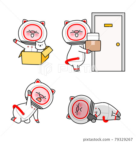 Vector set of funny space pig character emoticon collection 79329267