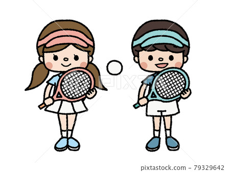 Illustration of soft tennis club members Lessons, club activities, hobbies Color 79329642