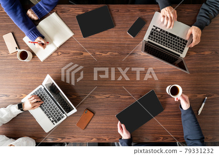Meeting bird's-eye view PC without face 79331232