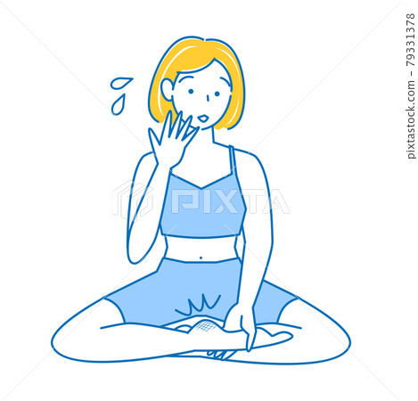 Skin care Cute woman with cracked heels on the soles of her feet Cross-legged illustration vector 79331378