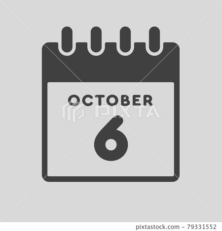 Icon day date 6 October, template calendar page Icon day date 6 October, template calendar page 79331552