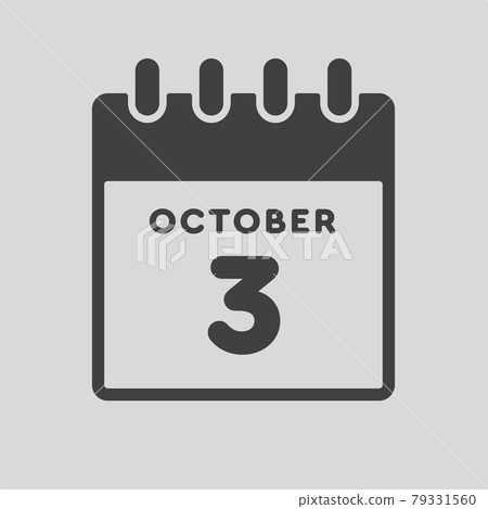 Icon day date 3 October, template calendar page Icon day date 3 October, template calendar page 79331560