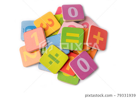 Math number colorful on white background, education study mathematics learning teach concept. 79331939