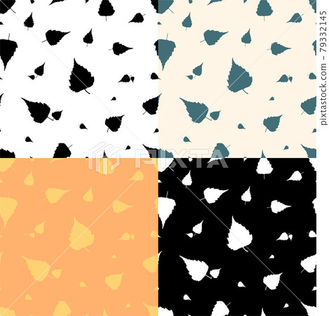 set of seamless patterns with silhouettes of Birch tree leaves. Ornament for decoration and printing on fabric. Design element. Vector set of seamless patterns with silhouettes of Birch tree leaves. Ornament for decoration and printing on fabric. Design element. Vector 79332145