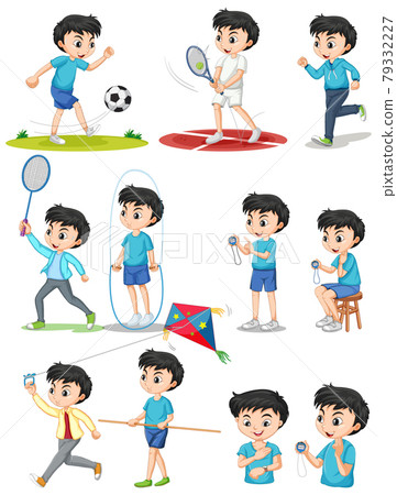 Set of boy doing different types of sports Set of boy doing different types of sports 79332227
