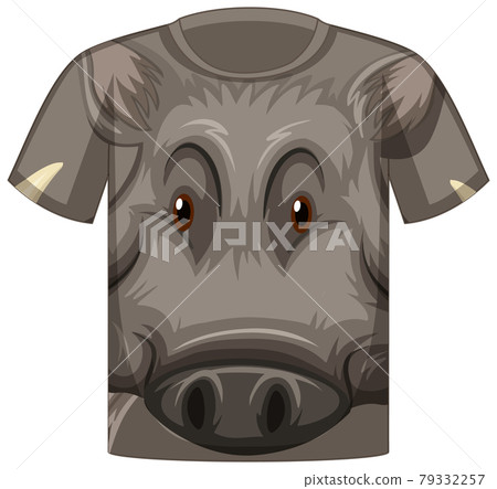 Front of t-shirt with face of wild boar pattern Front of t-shirt with face of wild boar pattern 79332257