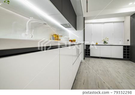 Luxury white and black modern marble kitchen Luxury white and black modern marble kitchen 79332298