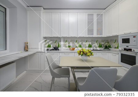Modern luxurious kitchen and dining room Modern luxurious kitchen and dining room 79332335