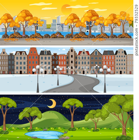 Set of different nature horizontal scenes 79332529