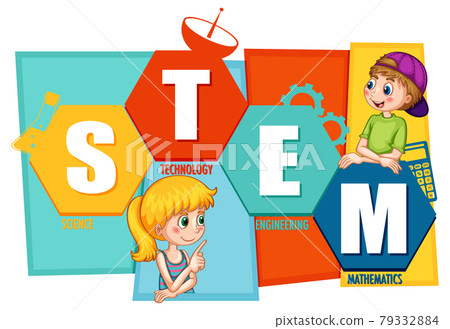STEM education logo with children cartoon character STEM education logo with children cartoon character 79332884