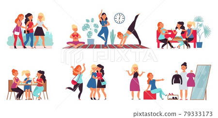 Female friends together. Smiling young friend,... - Stock Illustration  [79333173] - PIXTA